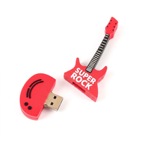 Clé USB en forme de guitare rouge, clé mémoire portable, logo personnalisé, cadeau souvenir