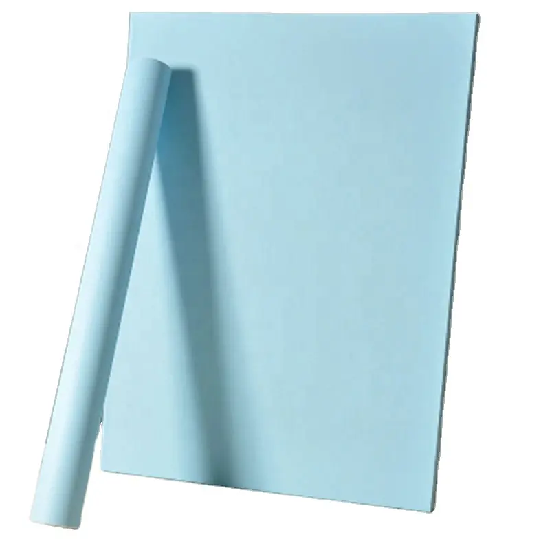Papel tapiz de PVC antiestático para decoración del hogar, Película autoadhesiva de alta calidad, color azul claro, mate, a prueba de humedad