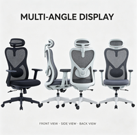 Chaise de bureau ergonomique à dossier haut en maille avec appui-tête réglable, support lombaire et base pivotante pour espace de travail commercial