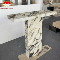 Table console en marbre naturel Viola Calacatta haut de gamme pour hall d'hôtel de luxe italien, entrée, salon