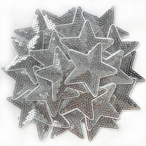 Parche de estrella de lentejuelas plateadas rosas, apliques bordados con purpurina para planchar, para ropa, sombreros, bolsas, accesorios de decoración para manualidades DIY, 30 Uds. - Product Image 2