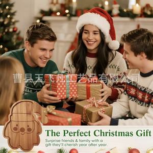 Yu Feifan Christmas Wooden Santa Tray Acacia Wood Cartoon Design For Party Snacks And <b>Cookies</b> - Product Image 4