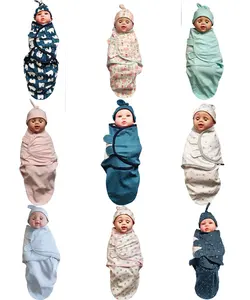 Hot sale Super soft cotton knitted adjustable custom sleeping sack wrap baby swaddle for newborn