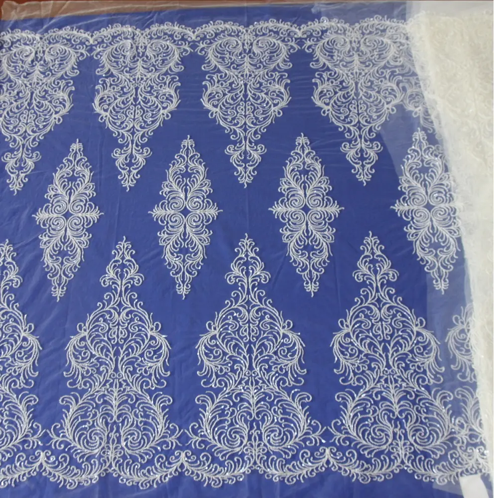 Pabrik Cina kain bordir indah dengan manik-manik untuk gaun pernikahan