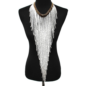 Collier unisexe tendance <span class=keywords><strong>2022</strong></span> multicolore avec longue chaîne à maillons et pampilles en perles de rocaille, idéal pour les soirées et événements. - Product Image 4