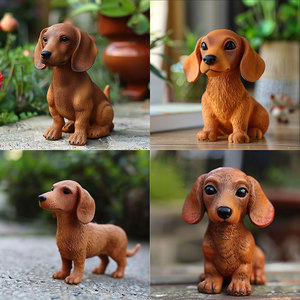 Custom Dachshund Plastic Toy <b>Figurine</b> Mini <b>Dog</b> Doll Matte Finish Indoor Decor 2.9in Length Living Room Display - Product Image 2