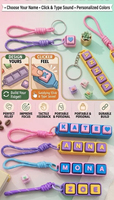 Wholesale Stress Relief Alphabet Letters Keychain 3D Printed Clicker Fidget Toy Keycaps Stress Relief Alphabet Keychain