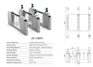 Sistema de Control de Acceso con Torniquete Automático OEM, Barrera Abatible de Acero Inoxidable 304 con Código QR, RFID y Reconocimiento Facial - Product Image 4