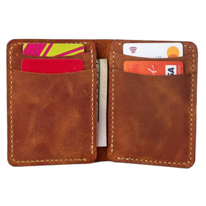 Porte-cartes en cuir de vachette pleine fleur sur mesure, porte-cartes pliable multi-emplacements, porte-cartes rétro ultra-fin adapté aux hommes - Product Image 1
