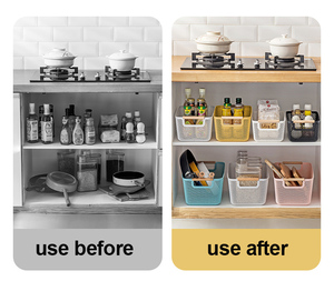 <span class=keywords><strong>Panier</strong></span> <span class=keywords><strong>de</strong></span> rangement en plastique pour bureau, 3 pièces, couleur personnalisée, avec poignées en bois, tri <span class=keywords><strong>des</strong></span> jouets, rangement en PP, organisateur <span class=keywords><strong>de</strong></span> collations <span class=keywords><strong>de</strong></span> cuisine - Product Image 3