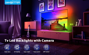 RGB Modern <b>TV</b> Backlight with White Shade APP & Remote <b>Control</b> 16 Million Colors Dimmable DIY USB Powered for Gaming Setup - Product Image 6