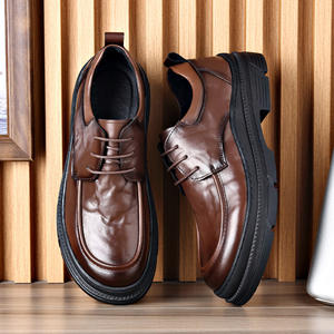 Zapatos casuales de negocios de nuevo estilo con suela gruesa antideslizante, zapatos de oficina negros, zapatos de cuero para hombre, cuero vacuno de primera calidad - Product Image 3