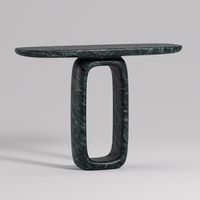 Table console en marbre Dream Home Hollow Loop Base, plateau ovale incurvé, meuble moderne pour entrée en pierre
