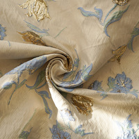 Nouvelle tendance Tissu jacquard brocart jaune à petites fleurs Nouveau design Brocart jacquard métallique or bleu noir Tissu tissé