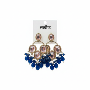 Pendientes Colgantes Jewelemarket Rama, Chapados en Oro Verde, con Piedras Kundan y Cuentas, Accesorio de Moda - Product Image 2
