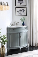 Armoire de salle de bain de style européen Meuble-lavabo de salle de bain design d'angle avec étage supérieur en quartz Armoire de salle de bain de 24 pouces