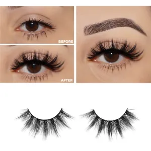2023 new 3d faux mink lashes 10mm-18mm custom individual faux mink lash vassoi 3d wispy faux mink silk strip lashes factory