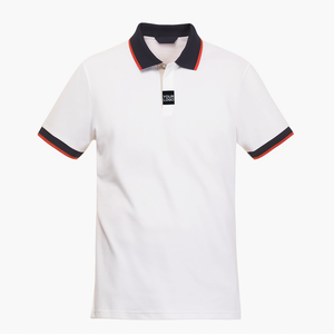Camiseta Polo de Golf Blanca de Algodón Personalizada, Uniformes de Polo con Ribete Blanco y Verde - Product Image 3