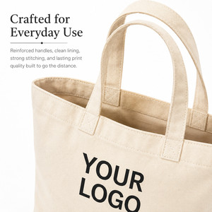 Custom Logo Reusable <b>Canvas</b> <b>Tote</b> Bags Multi Size Durable Cotton Shopping Bags For Wholesale Branded Retail Promotion Gifts - Product Image 2