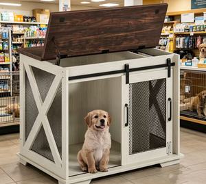 Meilleure Vente Nouvelle Arrivée : Caisse de transport pour chien style meuble avec porte coulissante et couvercle rabattable - Product Image 1