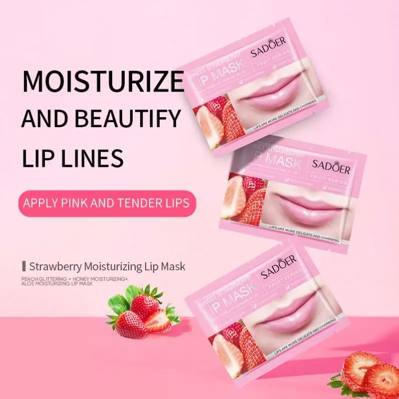 SADOER masques anti-âge pour les lèvres en gros coréen végétalien bio hydratant fraise avocat masque pour les lèvres