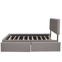 Lit plateforme Willsoon moderne gris en velours côtelé capitonné avec tiroirs de rangement et lit gigogne, écologique, durable, réglable, double