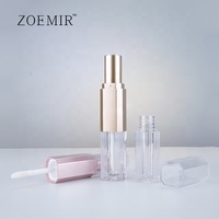 Lipstik cair 2 dalam 1, wadah lipstik dua warna kustom kepala ganda, plastik Lip Gloss tabung 4ml 8ml