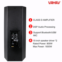 VAMAV Bocinas N215 Activo Altavoz De Rango Completo 15 Pulgadas Alta Potencia De Madera 800W Profesional DJ Sonido Sistema