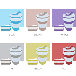 350ml Silicone Foldable Personalize Reusable <strong>Collapsible</strong> Travel Coffee Water <strong>Cup</strong> Folding Outdoor Camping Travel Mug with Lid - Product Image 3