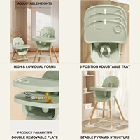 Chaise haute multifonction réglable en hauteur pour bébé, transformable en marchepied et siège rehausseur, pour 0-12 mois, sécurisée, portable, en plastique