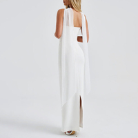 Robe longue moulante élégante pour femme, style Y2K, avec foulard, sans bretelles, en maille unie, avec gants, pour bal de promo, tenue de soirée, mariage, anniversaire