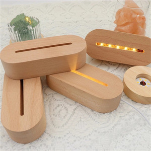 3D Oval Wooden Lamp Base Romantic <strong>Table</strong> Night Light for Acrylic Lamp Holder With USB Switch Assembled Base Home Gift - Product Image 3