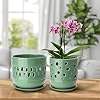 Керамический горшок для орхидей 5 + 6 дюймов, горшки для орхидей с отверстиями, способствующие циркуляции воздуха и дренажу, цветочные горшки для помещений и улицы - Product Image 2