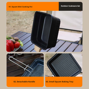 Juego de ollas para exteriores, olla para guisar, parrilla, olla para acampar, juego de utensilios de cocina, estufa de gas portátil para exteriores, sartén antiadherente para freír, olla para sopa - Product Image 4