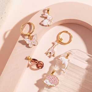 Nuova Serie di Animali Rosa in Miniatura: Coniglio, Orsetto, <span class=keywords><strong>Volpe</strong></span>, Alce, Pinguino - Ciondolo Fai-da-Te per Collana e <span class=keywords><strong>Bracciale</strong></span>, Regalo per Donne, Gioielli all'Ingrosso - Product Image 3