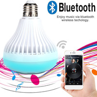Haut-parleur intelligent Bluetooth 12W avec télécommande, lumière de scène colorée, changement de couleur RVB, ampoule LED E27, haut-parleur lumineux musical