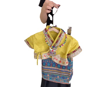 Girls Summer Dai Ethnic Style Set Printed Skirt Tie Front Top Cotton Children Outfit - Product Image 5