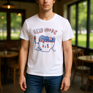 Camiseta Send Noods Blanca con Cuello Redondo, Unisex, Ropa Promocional - Product Image 3