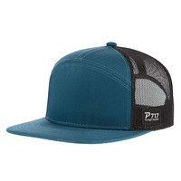 Casquette Trucker vierge personnalisable 7 panneaux, style 168, avec calotte haute, visière plate et filet, casquette de baseball Snapback OEM, vente en gros