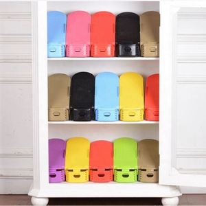 Modern Durable Double Tier Adjustable Shoe Organizer Footwear Support Colorful PP <b>Plastic</b> Living Room Closet Stand - Product Image 6