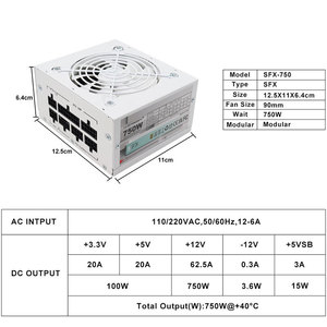 SFX 750W Zwarte Volledig Modulaire Voeding ATX3.0 PCIE5.0 <span class=keywords><strong>Mini</strong></span> <span class=keywords><strong>ITX</strong></span> Chassis 100-240V Ingang CE/ROHS/FCC/80plus Gecertificeerd Op Voorraad - Product Image 6