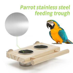 Mangeoire pour perroquets en acier inoxydable Abreuvoirs pour caille en bois Mangeoire pour pigeons avec noix Mangeoire pour oiseaux - Product Image 3