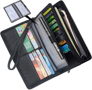 Grand <span class=keywords><strong>porte</strong></span>-monnaie en cuir Rfid avec 19 emplacements pour <span class=keywords><strong>cartes</strong></span> <span class=keywords><strong>et</strong></span> pochette à monnaie zippée - Product Image 1
