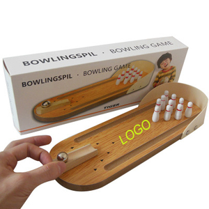 Custom Logo Printed Innovation Solid Wood Parent Child Fun Ball Mini <b>Bowling</b> Table Game Toy for Kids China - Product Image 1