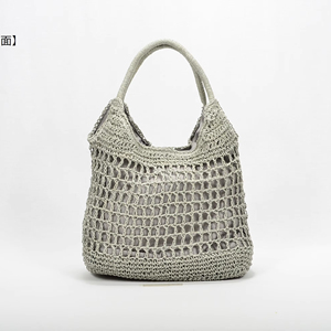 Women's Eco-friendly Paper <b>Straw</b> Mesh Handbag Hollow Crochet Woven Tote <b>Bag</b> with Liner Summer Beach Shoulder Handbag - Product Image 1