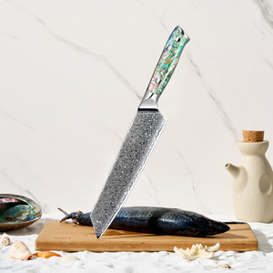 Ambra 67 strati VG10 damasco 8 pollici Kiritsuke coltello professionale da <span class=keywords><strong>cucina</strong></span> coltello da <span class=keywords><strong>cucina</strong></span> con manico in resina Abalone - Product Image 1