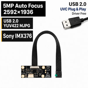 5MP 分体式设计 USB 摄像头模块 自动对焦 FPC 柔性电缆 117 度广角，用于人脸识别门铃闭路电视 - Product Image 1