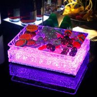 Bar Discothèque Barware Acrylique Métal Glowing Snack Plateau LED Assiette De Fruits Plateau De Service Tasse De Vin Bouteille En Verre Affichage Plateau De Service