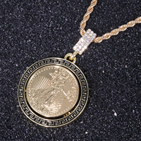 MC5-5-514 Collier pendentif dollar plaqué or, style hip-hop, avec cristaux glacés, pour homme, idéal pour cadeau ou soirée, nouvelle collection de bijoux
