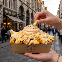 Boîtes en papier kraft de qualité alimentaire pour frites, mini-crêpes, pancakes, fast-food, emballages pour lukumades, boîte en forme de bateau